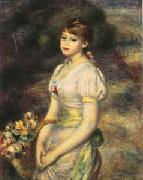 Pierre Renoir Young Girl with Flowers oil painting reproduction